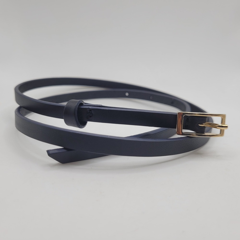 MM LaFleur Belt Medium Black Leather Skinny Thin Classic Minimalist Everyday